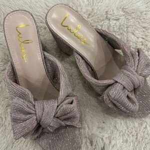 Lulu's Women's Sparkling Bow Mules - Silver